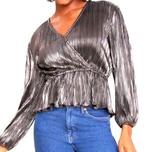 Sexy Women's Metallic Peplum Top